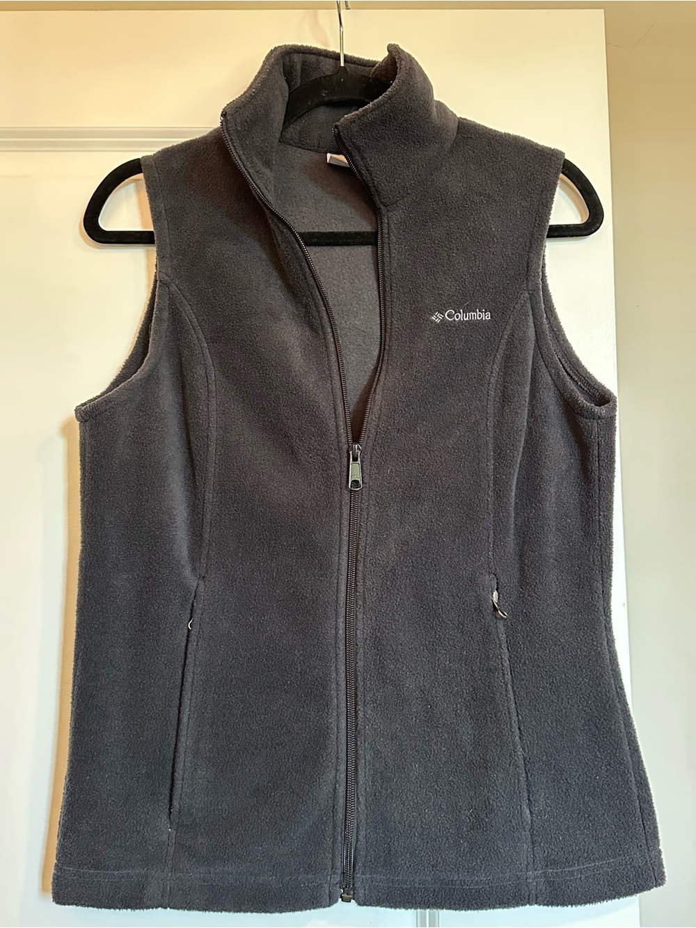 Colombia Charcoal Grey Fleece Zip Up Vest with Pockets Size Small